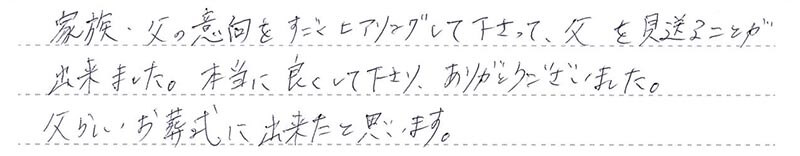 父らしいお葬式に出来たと思います。